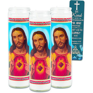 Adesivo personalizzato all'ingrosso etichetta privata 7 giorni religioso messicano devozionale veglia Novena preghiera santi bianco vaso di vetro cera candela - Product Image 2