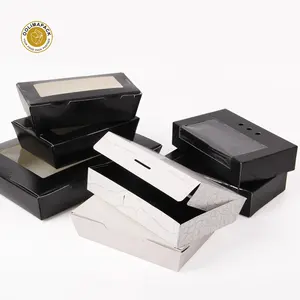 पर्यावरण के अनुकूल अनुकूलित मुद्रित काले पैकेजिंग गत्ते का डिब्बा ताजा सुशी के लिए खिड़की के साथ दोपहर के भोजन के खाद्य foldable दूर ले कागज बॉक्स