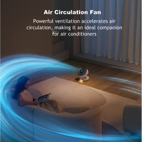 Ventilateur de table portable à écran tactile à télécommande, rechargeable, pliable, purificateur d'air avec lumière LED HEPA