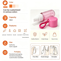 Bouteille pulvérisateur à brume fine en plastique PET de 30 ml, couleurs et logos personnalisés, vide, pour soins de la peau, flacon de parfum portable avec porte-clés