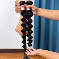 Extensions de cheveux humains ondulés naturels 1B, lots de mèches lâches, double trame, cheveux ondulés en vrac, vente en gros, cheveux double drawn