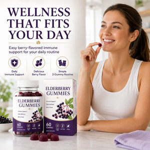 Gummies de sureau (Sambucus Nigra) avec zinc et vitamine C pour le soutien immunitaire des adultes - Sans gluten, biologique, naturel, OEM/ODM - Product Image 3