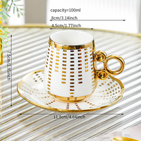Ensemble de tasses turques en céramique de luxe, ensemble de tasses à thé en porcelaine pour 6 personnes, tasse à café et soucoupe en porcelaine fine de luxe avec boîte cadeau