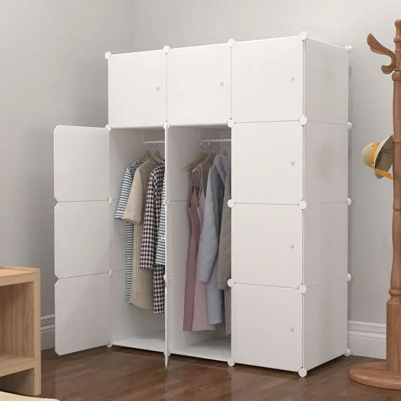 Plastic Children's Wardrobe Bedroom Home Baby Clothing Storage Cabinet Side Hanging Double Door Arrangement Locker