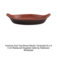 Plat de service ovale en terre cuite Vulcania 25 × 6 h cm Marron Bicolore