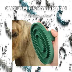BLUHORSE Factory Wholesale Custom Logo Horse Grooming <b>Brush</b> Pet Dog Bath Curry Comb with Rubber Material - Product Image 2