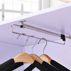 Rail de penderie coulissant à montage supérieur, porte-vêtements rétractable, support à pantalons pour placard, organisateur de quincaillerie de meuble - Product Image 4