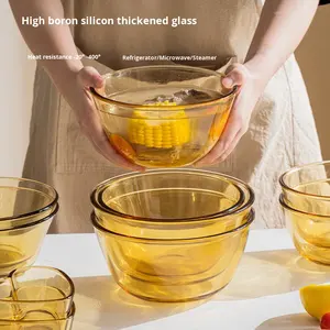 Mangkuk Kaca Borosilikat Tinggi Apannis Amber, Aman untuk Microwave, Tahan Suhu Tinggi, Tidak Beracun, Lapisan Kerak Modern, Desain Modern untuk Pesta dan Rumah - Product Image 6