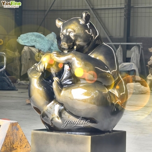 Statua dell'orso selvaggio foresta parchi all'aperto <span class=keywords><strong>Cast</strong></span> seduta scultura in bronzo astratta - Product Image 6