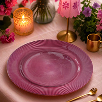 Assiette de Présentation en Verre Cristallin Anti-Radiation, Style Classique, pour Fêtes, Restaurants, Décoration de Table et Événements Festifs (Vente en Gros)