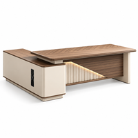 Bureau de direction haut de gamme en forme de L avec armoire intégrée pour bureau de PDG
