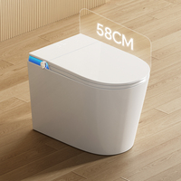 Toilette intelligente avec bande lumineuse LED verticale, toilette intelligente sur pied pour gain de place, idéale pour les petites salles de bain