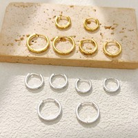 Boucles d'oreilles rondes en laiton, simples et élégantes, trois pièces - Accessoires tendance pour femmes