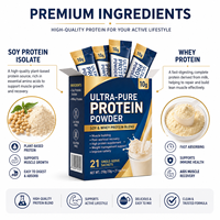 Sobres de Proteína OEM/ODM, Mezcla de Soya y Suero, Suplemento Nutricional Alto en Proteínas, 10g x 21 Sobres