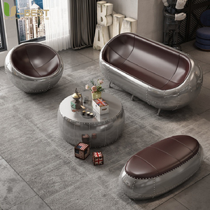 Sedia di Lusso Vintage Industriale Retrò Stile Aviatore per Bar Sigari, Pub, Club, Studio, Concessionaria Auto, Salotto, Arredamento Steampunk - Product Image 1