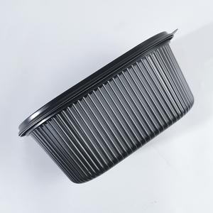 กล่องอาหารกลางวันแบบใช้แล้วทิ้งสำหรับเด็กพร้อมฝาปิดช้อนส้อมภาชนะใส่อาหารกล่องพลาสติกสีดำสีขาวสำหรับใส่สลัด - Product Image 6