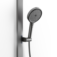 Système de douche à effet pluie de qualité supérieure: étagère de 40cm, sortie dissimulée, pistolet à peinture 2 en 1 et laiton à température LED auto-alimenté, hauteur réglable