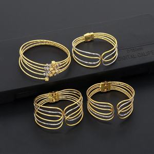 Brazalete de Lujo Jxx para Mujer, Chapado en Oro de 24k, con Cuentas de Doble Color, Brazalete Abierto, Accesorios de Moda para Boda - Product Image 1