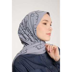 Velo de protección solar Pure Tone para mujer, largo, de poliéster, con patrón geométrico, color plata ahumado - Product Image 4