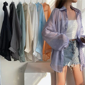 Blusa de Manga Larga para Mujer, Ligera y Ligeramente Transparente, de Poliéster y Spandex con Protección Solar - Product Image 3