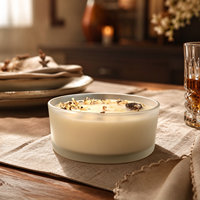 Bougie aromatique artisanale à une seule mèche en cire de soja, dans un bocal en verre, avec fleurs séchées et cristaux naturels, décoration d'intérieur, cadeau
