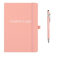 Set de Regalo de Cuaderno de Cuero Rosa para Niñas, Promocional, Superventas, con Logotipo Personalizado, 192 Páginas, Tamaño A4/A5/A6, Bolígrafo