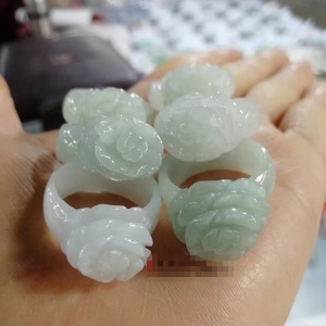 새로운 천연 옥, 옥, 모란꽃 반지(남녀공용), 옥으로 조각된 커플 반지, 장미꽃 반지 - Product Image 1