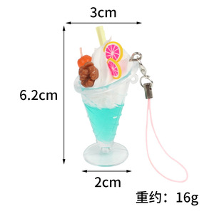 Nouveau mini pendentif en forme de coupelle de crème glacée simulée, chaîne d'été fraîche et mignonne, idéal pour les vendeurs de rue et la vente en gros. - Product Image 5