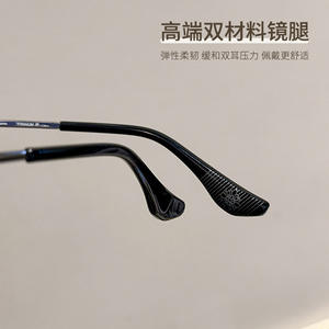 Monture de lunettes Kro demi-cerclée en titane CH5404 pour homme, style rétro, en titane pur, largeur moyenne, avec verres en plastique - Product Image 4