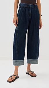 Pantaloni <span class=keywords><strong>giacca</strong></span> in Denim da donna monopetto con lacci lunghi pantaloni dritti a modello solido - Product Image 4