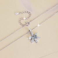 Collana Unisex in Argento S925 con Pendenti a Croce, Occhio di Cavallo, Fiocco di Neve e Stella a Cinque Punte; Moissanite Certificata Colore D da 1 Carato