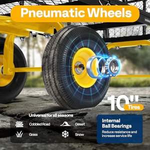 Chariot de Jardin Robuste de 408 kg avec Roues en Acier de 10 Pouces, Poignée en Métal, Noir, Attachable à un VTT/Tracteur, <span class=keywords><strong>Wagon</strong></span> de Cour, OEM - Product Image 4