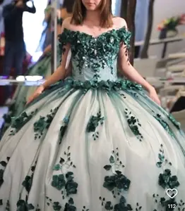 green royal blue quinceanera dresses sweet 15 16 lace applique ball gown prom dress tulle masquerade gown 2023