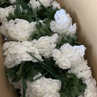 E-969 Bouquet de roses artificielles en soie à 9 têtes, blanc pur, fait main, pour mariage, Noël, Nouvel An chinois
