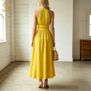 Roupas abbigliamento donna abito di lino abiti Casual ampia spiaggia lunga cavezza <span class=keywords><strong>Maxi</strong></span> sera femminine estive adulti naturali - Product Image 2