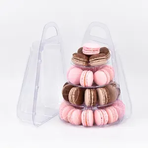 Sıcak satış 4 katlı Macaron kulesi Mini Macaron ekran standı taşıma çantası ile