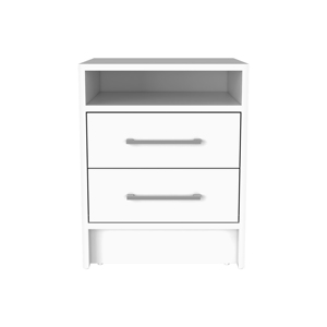 Eter Nightstand <b>White</b> Two Drawers Storage <b>Side</b> <b>Table</b> Bedroom Furniture - Product Image 1