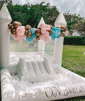 Maison Gonflable Blanche Château Rebondissant avec Piscine à Balles et Toboggan Mini Château Sautoir pour Enfants et Adultes avec Souffleur d'Air