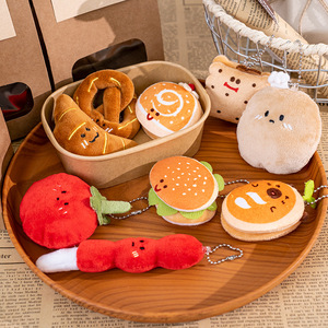 Porte-clés en peluche mignon en forme de nourriture, pendentif de sac 3D doux, breloque de poupée de dessin animé, cadeau - Product Image 1