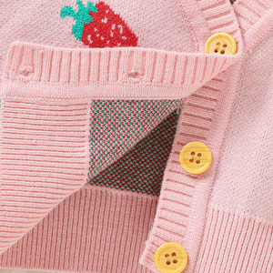 Mimixionong OEM 겨울 가을 부티크 키즈 의류 도매 스웨터 가디건 소녀 어린이 긴 소매 딸기 코트 니트웨어 - Product Image 4