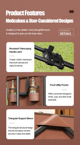 Chariot de traction agricole OEM-Tracteur Wagon Heavy Duty en acier inoxydable Logo personnalisé Chariot de plage portable pliable avec rangement pour le shopping - Product Image 4