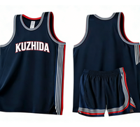 Maillot de basketball sans manches respirant et à séchage rapide, col rond, 100 % polyester, grande taille, haute qualité, kit personnalisé, impression numérique intégrale