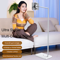 Support de tablette extensible pour le sol avec bras flexible long, hauteur réglable et étanche pour appareils de 4 à 13 pouces, utilisation sur bureau et table de chevet