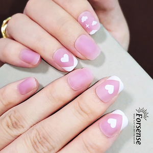24 piezas personalizadas Etiqueta Privada Honey Girl uñas postizas con corazones prensa corta mate en las uñas Venta al por mayor proveedor de uñas postizas Kawaii - Product Image 2