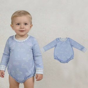 En stock: Pelele a cuadros de pato para bebés, ropa de moda al por mayor para boutique, ropa infantil a precio de fábrica, ropa del Sur para niños pequeños. - Product Image 1