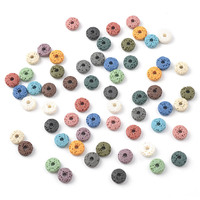 Perles de pierre de lave colorées pour la fabrication de bijoux, perles de pierre de lave polies lisses, perles d'espacement en forme d'abaque, pierres précieuses pour bracelet, collier, bricolage
