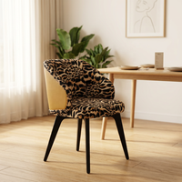Fauteuil d'appoint en tissu touffeté à imprimé léopard, design ergonomique moderne pour salon, salle à manger, bureau à domicile