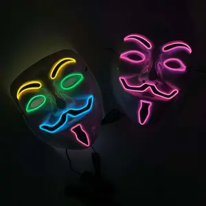 2024 Offre Spéciale Halloween rougeoyant couleur mélangée épissage masque de fête mots noirs Halloween Led masques