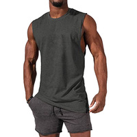 Débardeur de gymnastique en coton pour hommes gilets à séchage rapide boutons de chemise vêtements de sport délavés à la pierre pour la course à pied