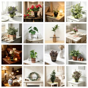 Composizione Artificiale di <span class=keywords><strong>Cactus</strong></span> e Succulente in Vaso di Cemento Scanalato con Ciottoli Bianchi, Pianta del Deserto Finta per Arredamento Casa - Product Image 4